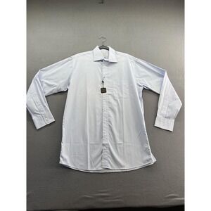 H Stockton Shirt Mens 16 34 Blue White Stripe 100% Cotton Dress Long Sleeve